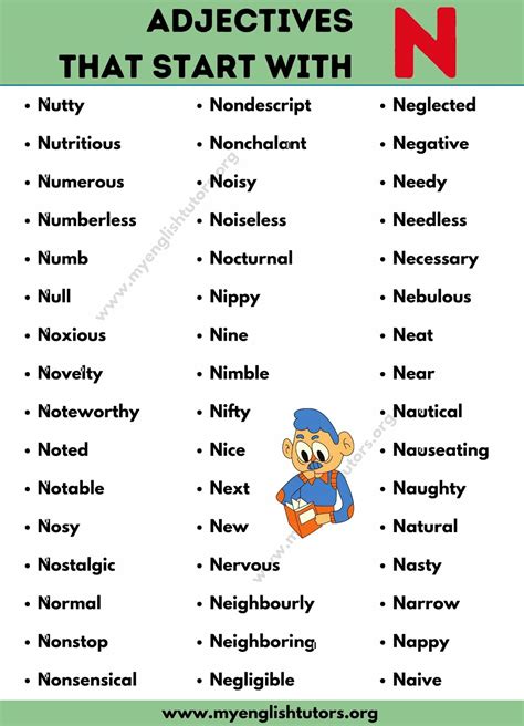 Adjectives That Start With N List Of 45 Commonly Used Adjectives