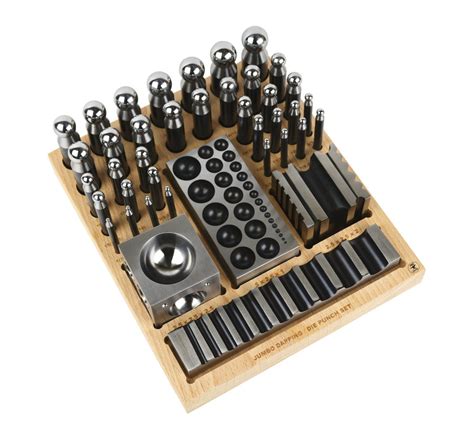 Complete Steel Dapping Doming Punch Set With Wooden Block Base Tool For