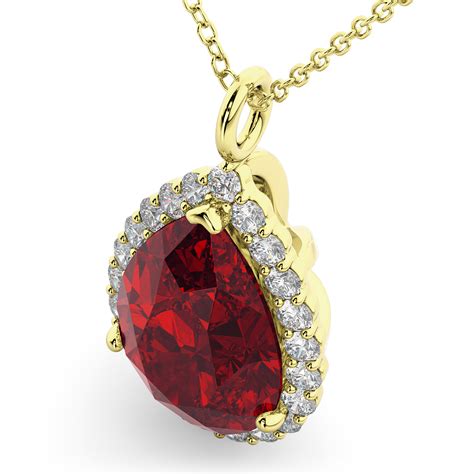 Whatever you're shopping for, we've got it. Halo Ruby & Diamond Pear Shaped Pendant Necklace 14k ...