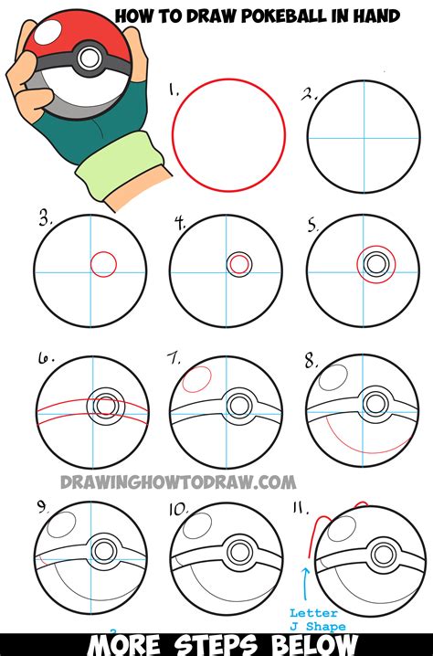 How To Draw Pokeball In Ashs Hand Step By Step Pokemon Drawing