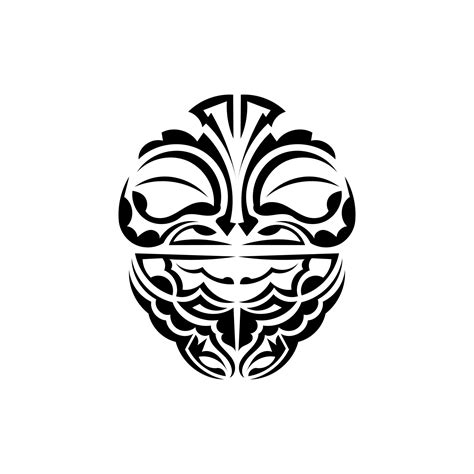 Ornamental faces. Hawaiian tribal patterns. Suitable for tattoos