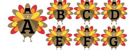 Thanksgiving Turkey Alphabet Clipart Collection