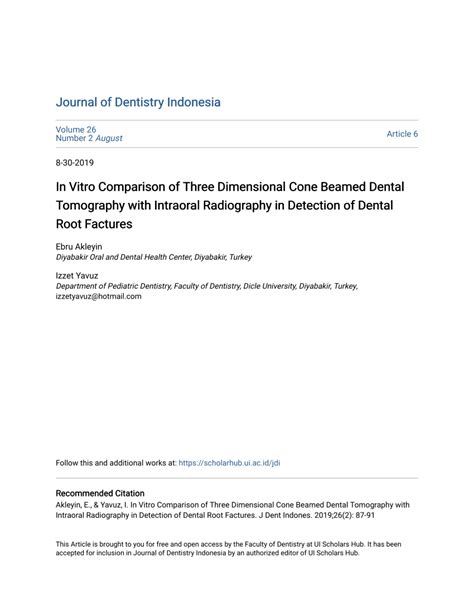 PDF In Vitro Comparison Of Three Dimensional Cone Beamed Dental