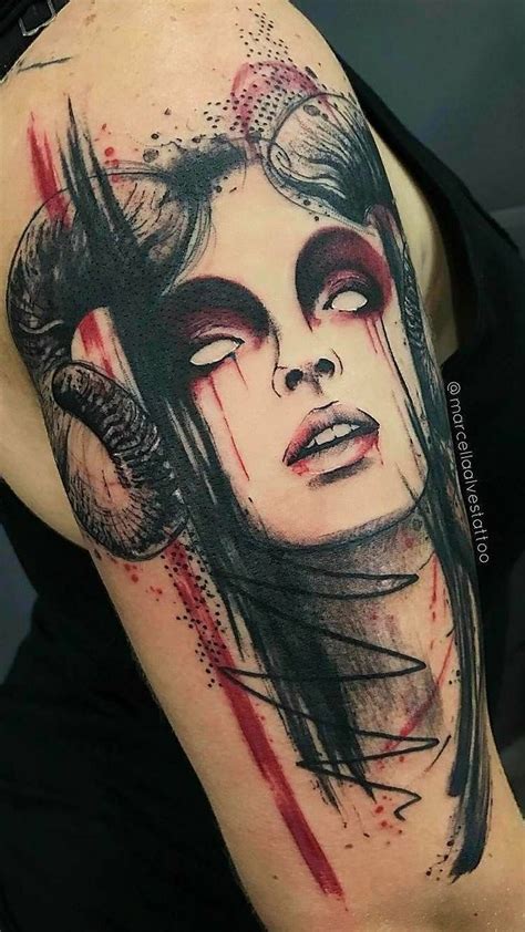Cool Demon Tattoo On Shoulder Demon Tattoo Satanic Tattoos Aries Tattoo
