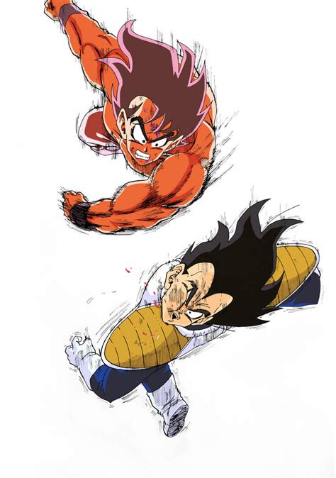 Goku Kaioken X3 Vs Vegeta Pintado By Onomox On Deviantart