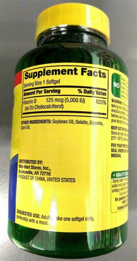 Vitamin d is a nutrient that helps your body absorb calcium. Spring Valley Vitamin D3 Supplement 125 mcg 5,000 iu ...