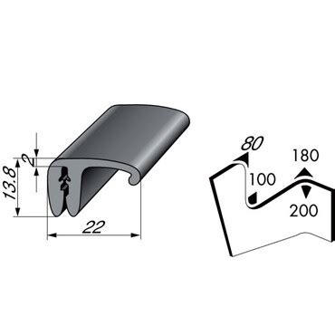 (die bestellte menge wird bis 100 meter als ein stück geliefert). Kantenschutzprofil EPDM mit Stahlgerüst 22x13.8mm schwarz ...