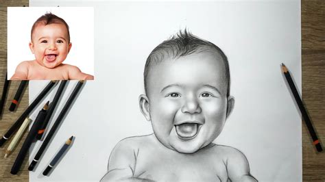 Menggambar Sketsa Wajah Bayi Lucu Dengan Pensil Youtube