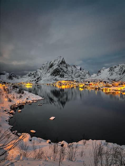 Reine Night Lofoten Islands Norway Night Landscape