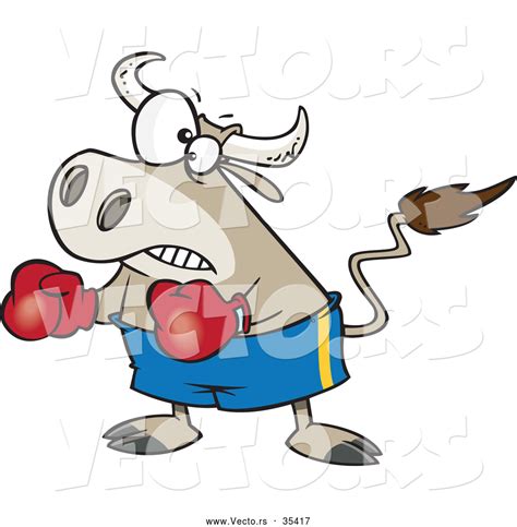 Vector Of A Cartoon Bullfighter Bull Boxer Wearing Boxing Gloves By