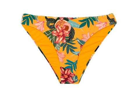 Orange Yellow Floral Fixed Bikini Bottom Bottom Lis Comfy Rio De Sol