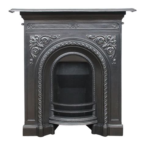 This fireplace has been finished with traditional black grate polish. Antique Victorian Arched Cast Iron Bedroom Fireplace For ...