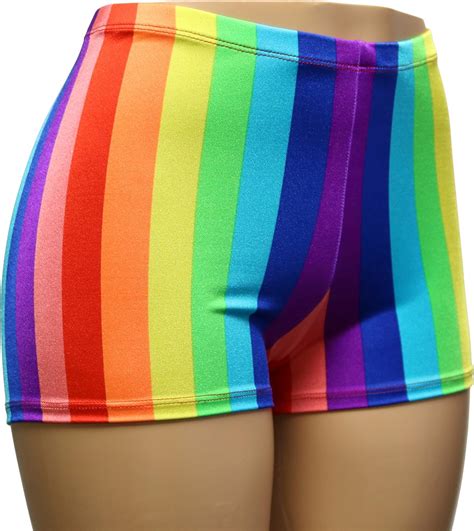 High Waist Rainbow Lgbt Pride Spandex Booty Shorts Adult And Plus Sizes Xxx Large Amazon