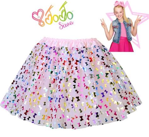 Jojo Siwa Inspired Bow Printed Rainbow Multi Color Tutu Mini Skirt Cute