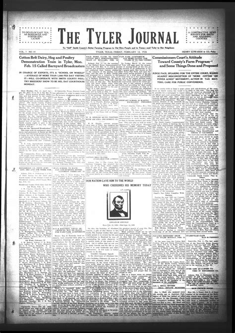The Tyler Journal (Tyler, Tex.), Vol. 1, No. 41, Ed. 1 Friday, February