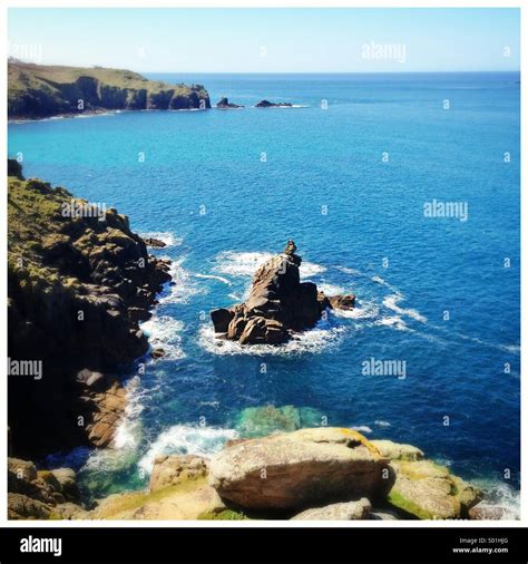 Dangerous Rock Near Lands End Cornwall Stock Photo Alamy