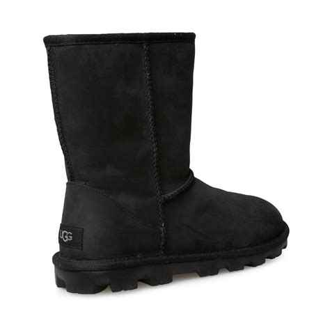 Ugg Essential Short Leather Black Boots Womens Mycozyboots