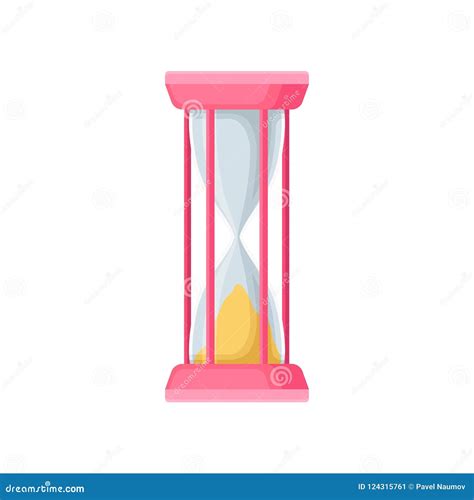 Pink Sand Hourglass Sandglass Device For Measuring Time Vector Illustration On A White