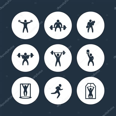 Gym Fitness Exercises Round Icons Gym Training Workout Icon Vector