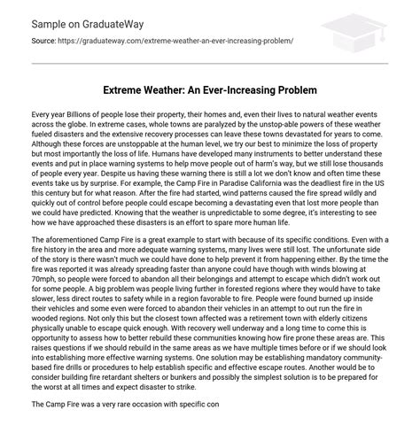 ⇉extreme Weather An Ever Increasing Problem Essay Example Graduateway