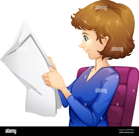 Office Lady Reading Newspaper Stock Vector Images Alamy