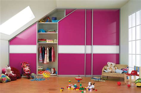 Sliding Door Fitted Wardrobe For Childrens Bedroom With Sloped Ceiling