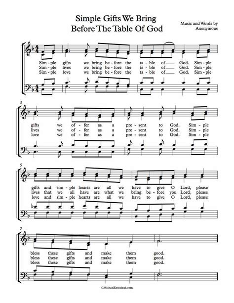 Free Choir Sheet Music - Simple Gifts We Bring Before The ... Download and print in pdf or midi free sheet music for theres a good reason these tables are numbered honey you just havent thought of it yet by panic!