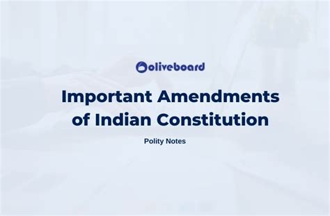 List Of Important Amendments To Indian Constitution Free Notes