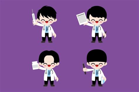 Cute Doctor Characters Vector Illustration