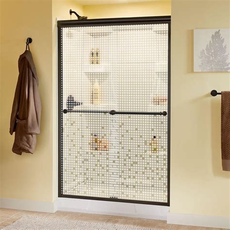 Bathroom picks for high mid or low budgets wooden bath tubs more appealing than ceramic wsj. Delta Silverton 48 in. x 70 in. Semi-Frameless Sliding Shower Door in Bronze with Mozaic Glass ...