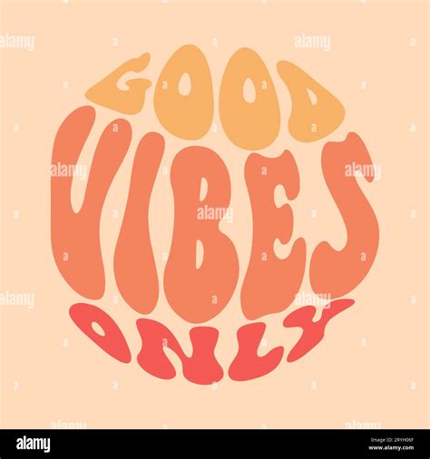 Hand Written Lettering Good Vibes Only Retro Style 70s Poster Vector