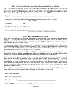 sport liability waiver forms fill  printable