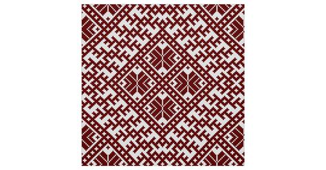 Traditional Latvian Red And White Design Pattern Fabric Zazzle