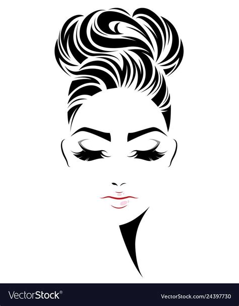 Illustration Of Women Long Hair Style Icon Logo Women Face On White