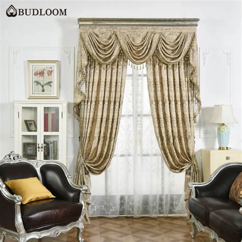 Budloom European Style Luxury Jacquard Valance For Living Room Golden