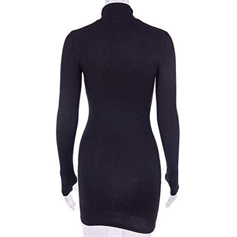 Miivoo Womens Sexy Bodycon Turtleneck Long Sleeve With Thumb Holes