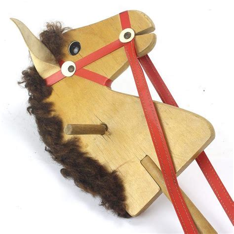 Childs Ride On Wood Stick Horse With Wheel Stick Horses Wooden