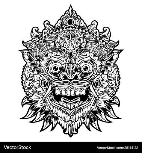 Indonesian Bali Mask Art Barong Royalty Free Vector Image
