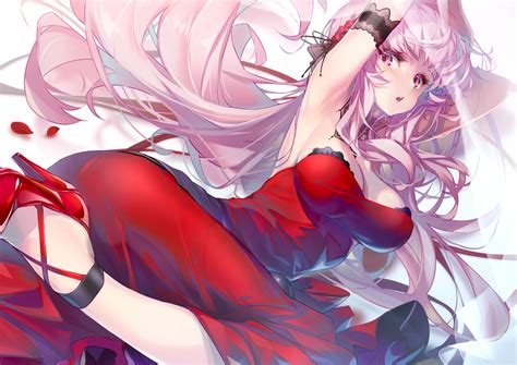 Blush Breasts Cleavage Dress Elbow Gloves Gloves Hololive Hong White Spider Long Hair Mori