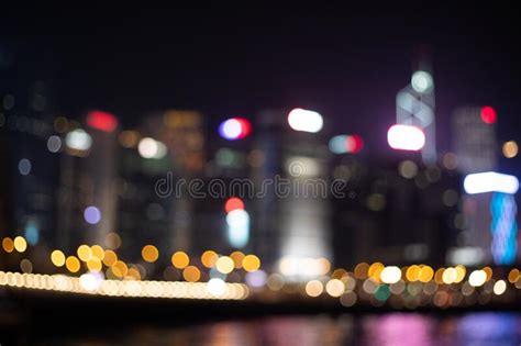 Deliberately Blurred Colorful Magnificent Night City View Of Central