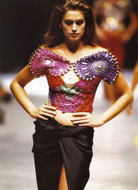She was featured on the cover of magazines like 'vogue', 'w', 'people', 'harper's bazaar', 'elle', and 'allure'. Cindy Crawford, Versace S/S 1990 | Fashion, Versace ...