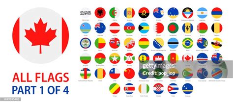 Flags Of The World Vector Round Flat Icons Of National Flags Part 1 Of