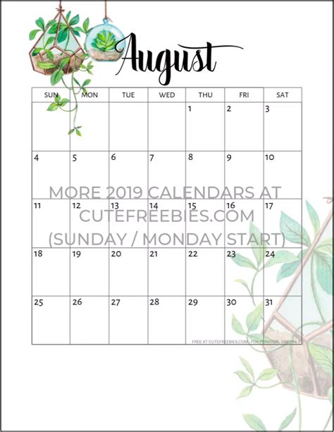 2022 Calendar Free Printable Plants Theme Cute Freebies For You