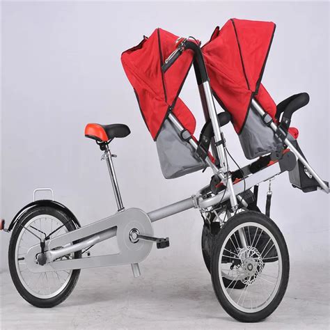 Infant Newtwins Bike Stroller Metal Red Mother Bicycle Puchchair