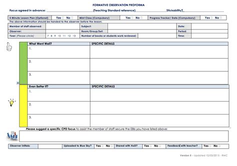 They are used to provide structure and detail to a lesson, and to ensure. Formative Lesson Observation Template No Gradings - @TeacherToolkit