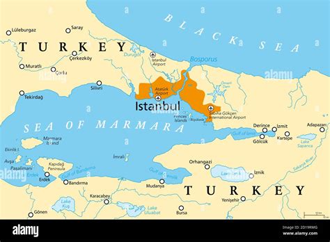 The Bosporus Or Bosphorus Political Map The Strait Of Istanbul A