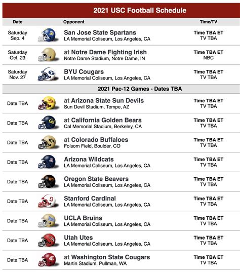 Usc Trojans Football Schedule 2021 Printable - Printable Schedule