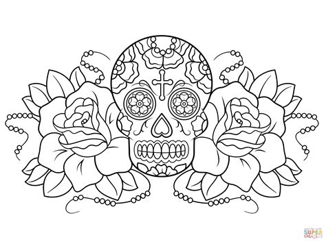 Select from 35657 printable crafts of cartoons, nature, animals, bible and. Sugar Skull and Roses coloring page | Free Printable ...