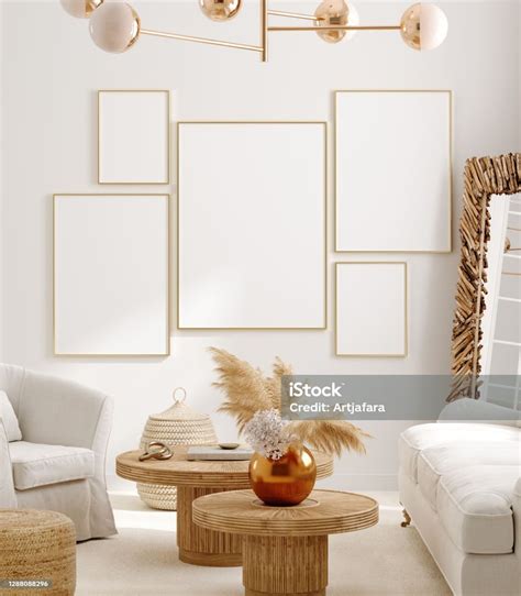 내부 배경의 모형 프레임 가벼운 파스텔 색상의 방 스칸디 보호 스타일 실내에 대한 스톡 사진 및 기타 이미지 실내 벽