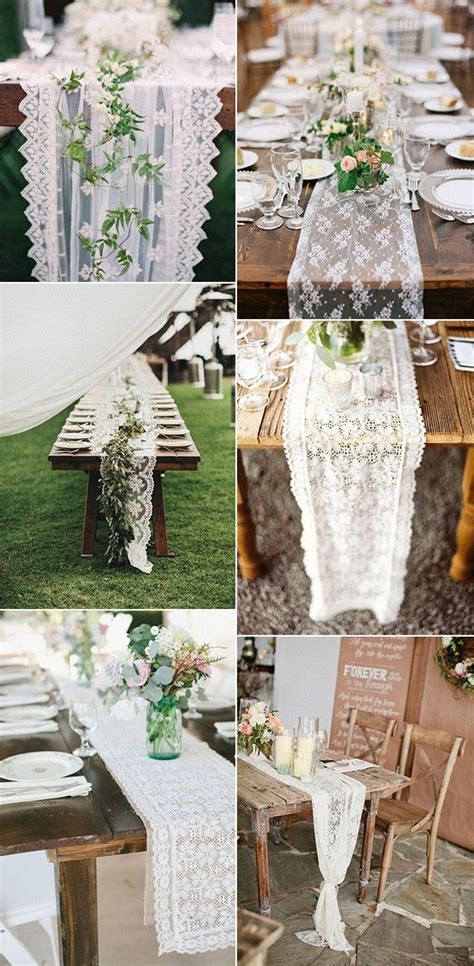 lace wedding table runner ideas for reception decorations | Lace table